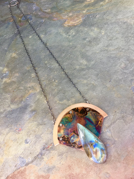 Labradorite Peacock Necklace. ONE OF A KIND SIGNATURE PIECE
