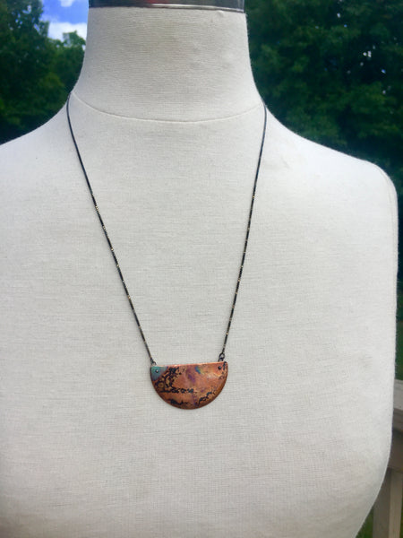 “Firepainted” Half Moon Necklace (Med) Classic Design Favorite