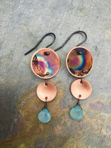 Three Tier with Chalcedony earrings