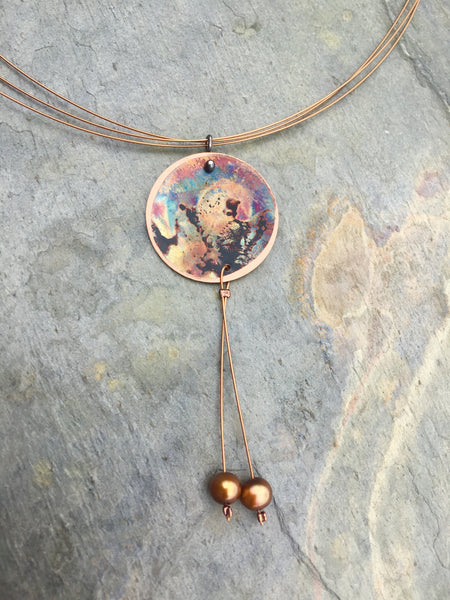Concave Circle with Pearl Cascade Necklace CUSTOMER FAVORITE