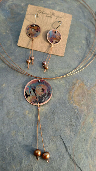 Concave Circle with Pearl Cascade Necklace CUSTOMER FAVORITE